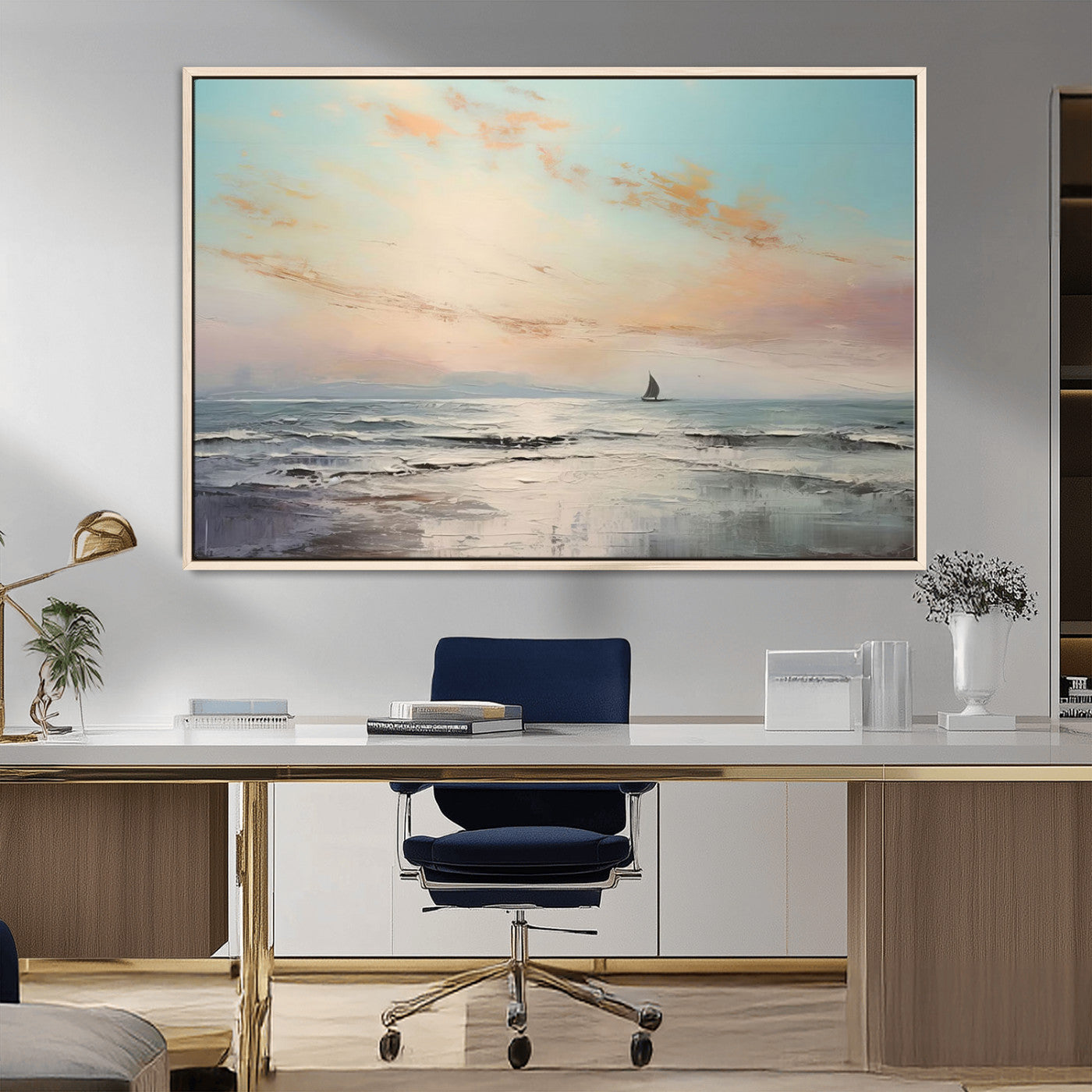 MGV-FC-36X24 - Abstract Ocean Wall Art -  Boat Wall Art Canvas Print