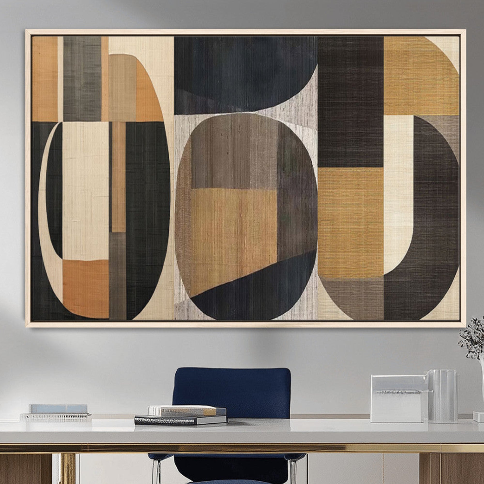 84035-MGV-CV-36X24-Modern Brown Wabi Sabi Wall Art Canvas Print Set – Framed Minimalist Abstract Artwork for Home, Office Decor