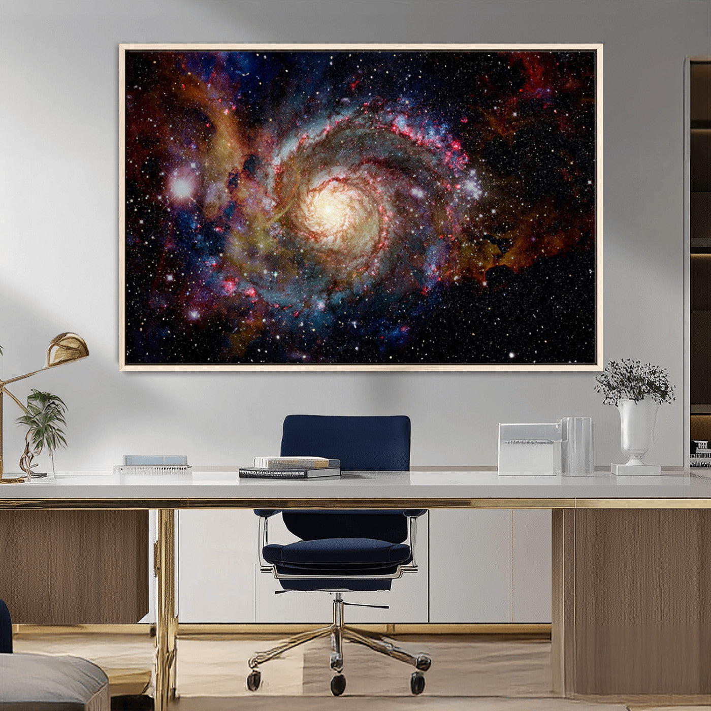 MGV-FC-36X24 - Nebula and Galaxies in Space Wall Art Canvas Print, Spiral Galaxy Wall Art Canvas Print