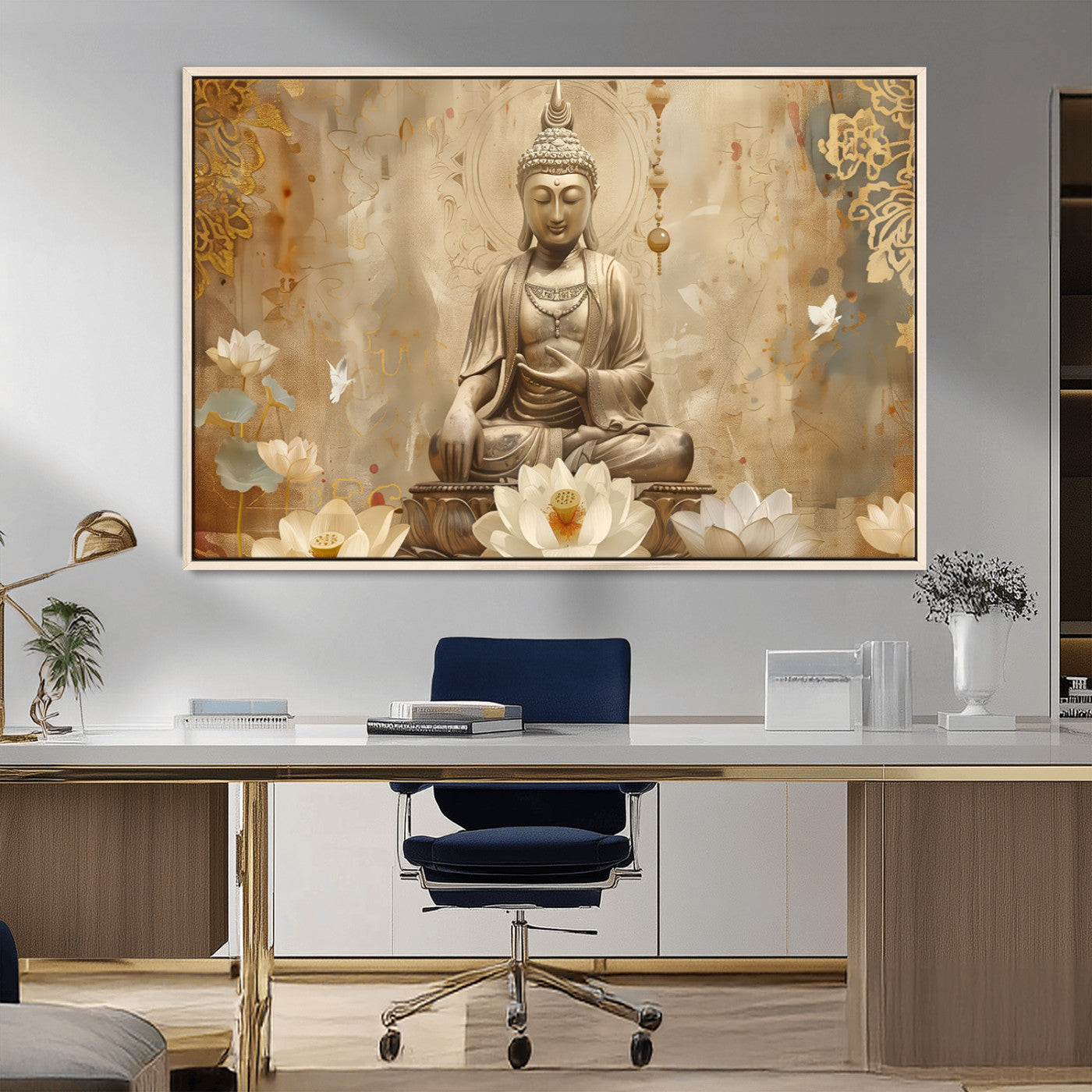 MGV-FC-36X24 - Buddha Wall Art Canvas Print, Buddha Meditation Room Decor, Yoga Room Wall Decor