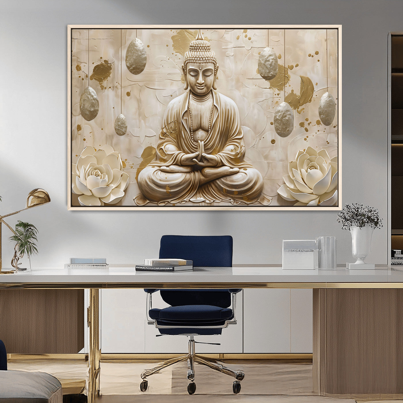 MGV-FC-36X24 - Serene Buddha Wall Art | Yoga Room Decor and Meditation Wall Art Print | Framed and Ready to Hang