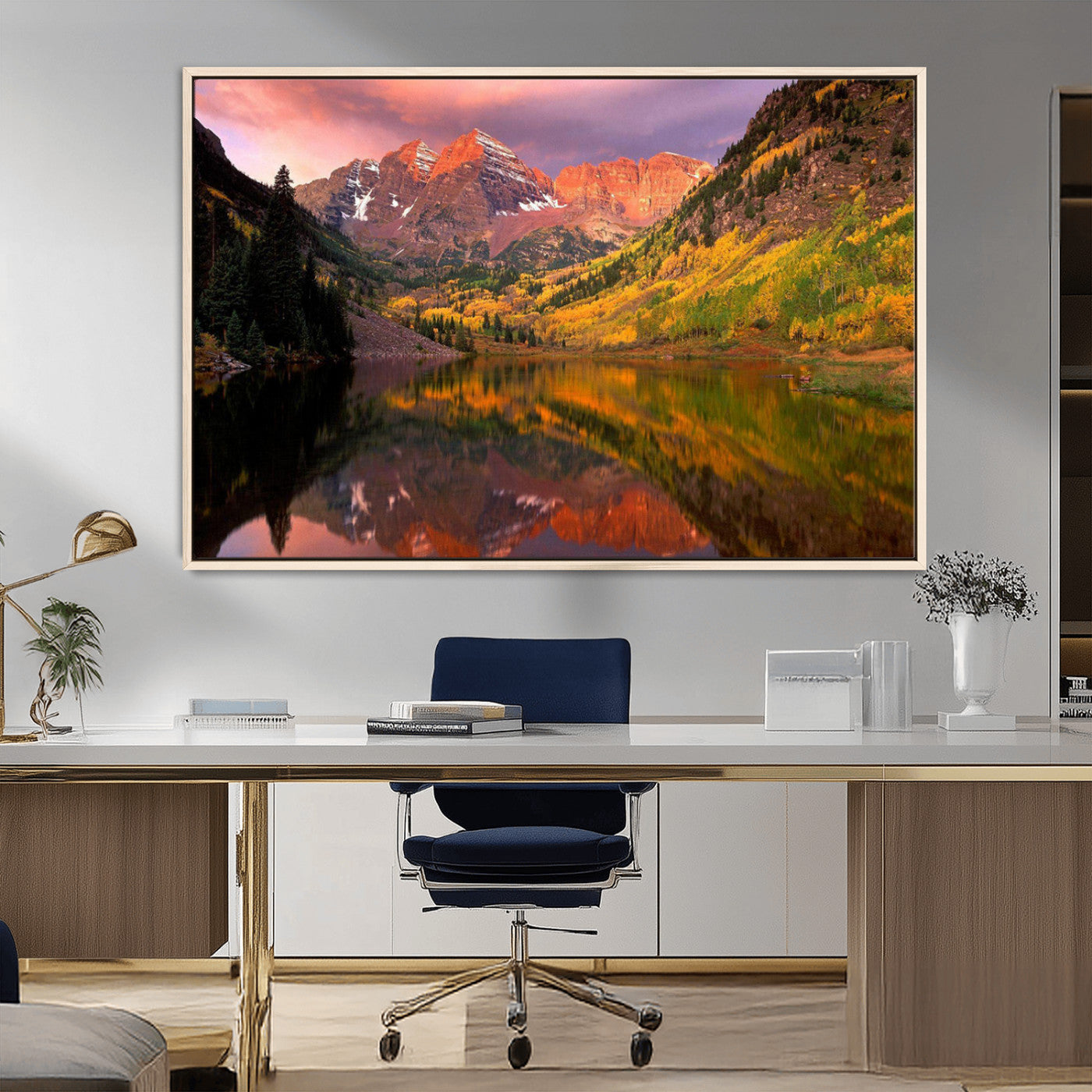 86946-MGV-FC-36X24_Natural-Colorado Rockies Mountain Sunset Wall Art | Ready to Hang and Framed | Scenic Nature Landscape