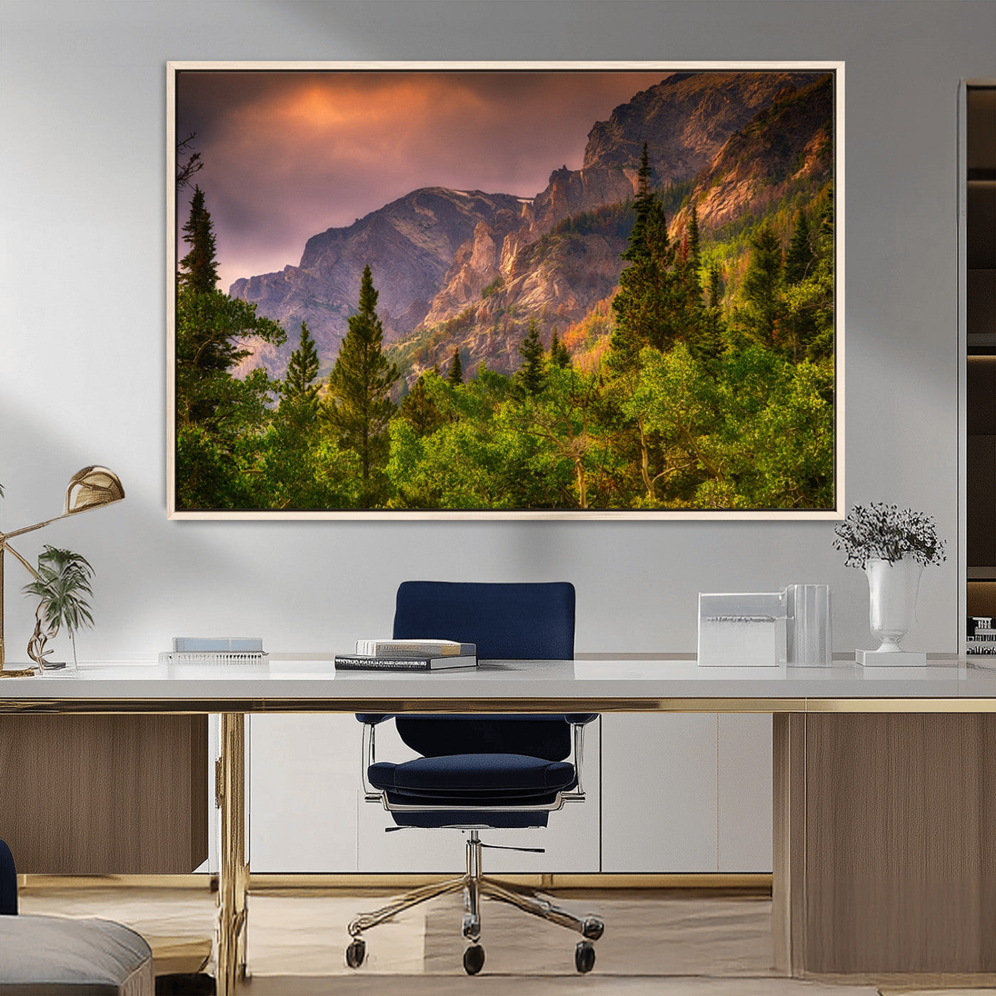 MGV-FC-36X24 - Colorado Rockies Mountains Wall Art Canvas Print | Ready to Hang  Framed Mountain Landscape