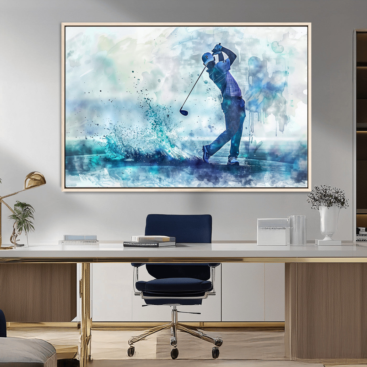 MGV-FC-36X24 - Golf Swing Wall Art Canvas Print - Sports-Inspired Watercolor Decor - Ready to Hang