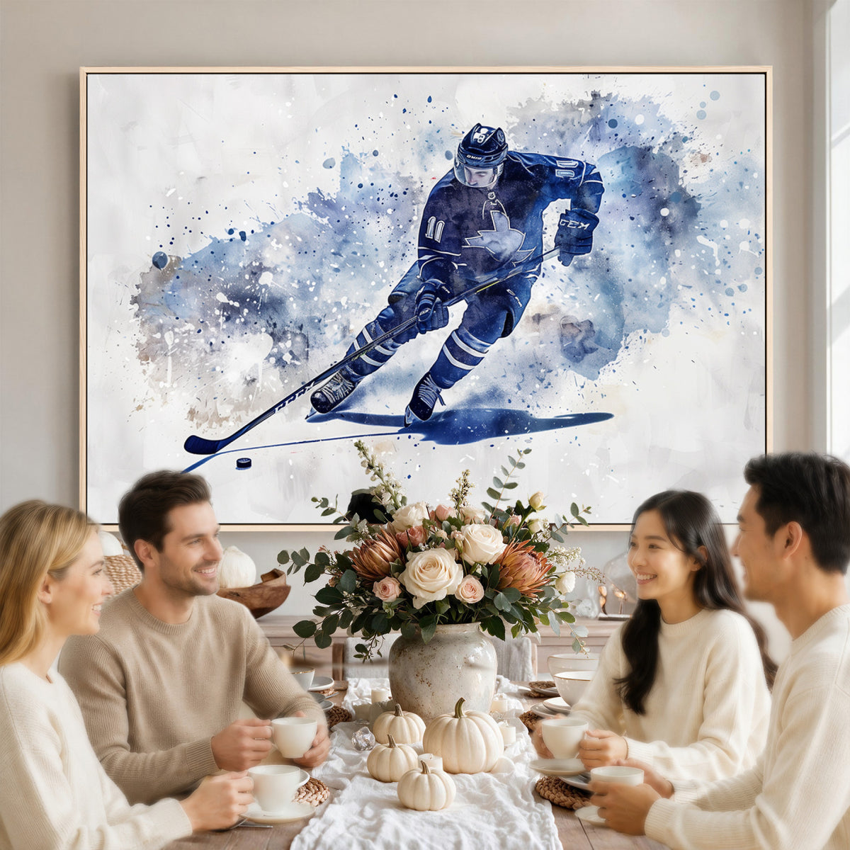 39795-MGV-CV-36X24 - Hockey Player Wall Art Canvas Print