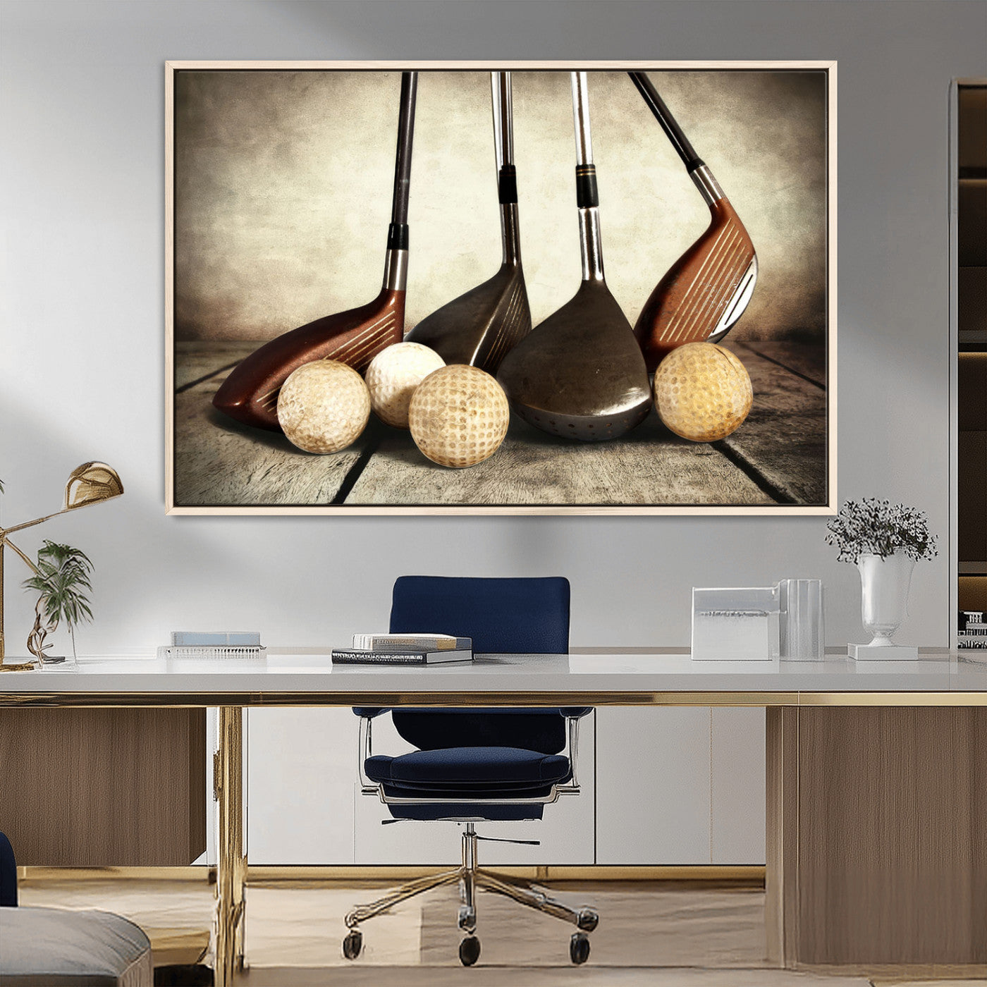MGV-FC-36X24 - Vintage Golf Ball Art | Golf Decor for Man Cave or Office | Ready to Hang and Framed