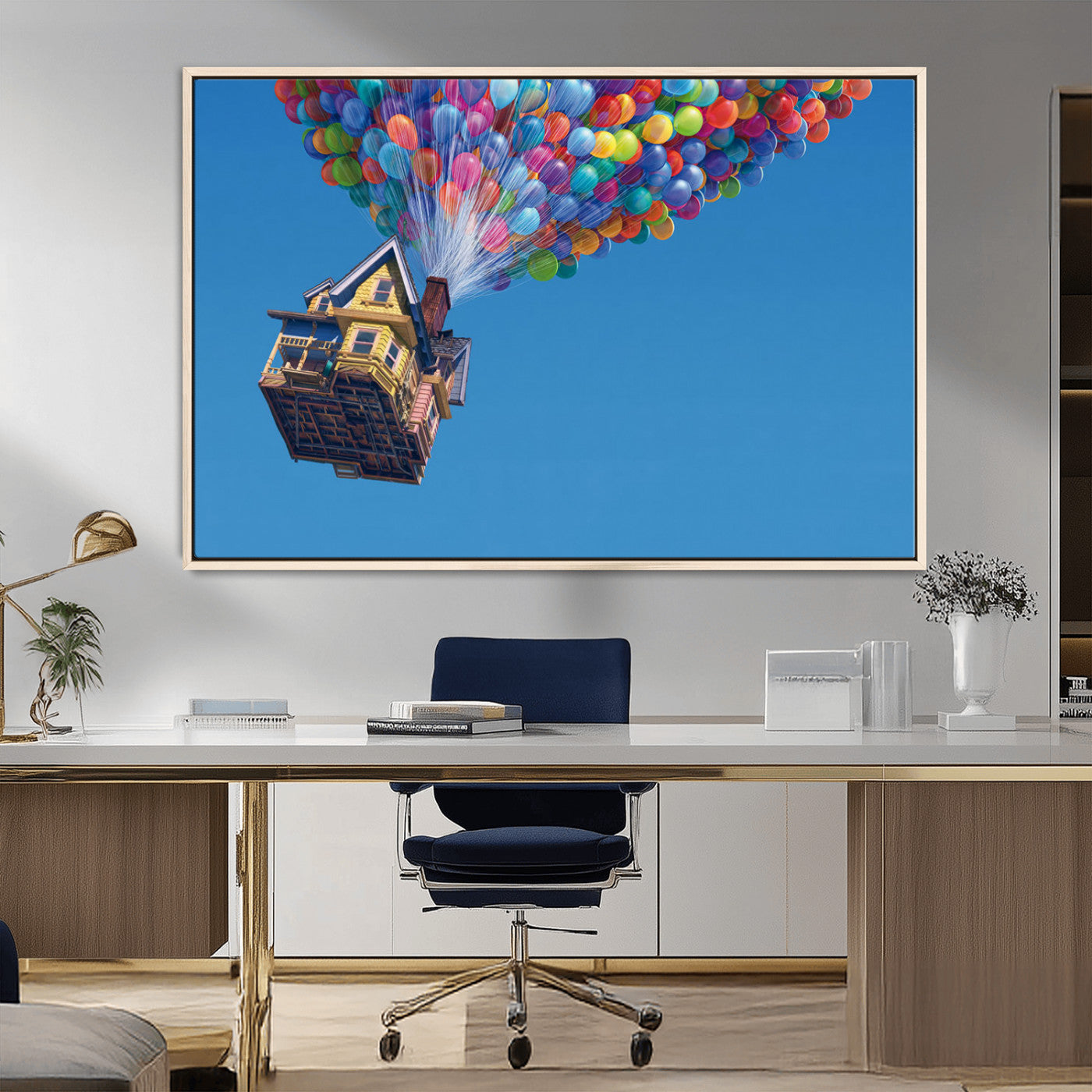 MGV-FC-36X24 - Carl Fredricksen, Up Movie Wall Art, Balloons Wall Art, Air Balloons for Kids Room Print