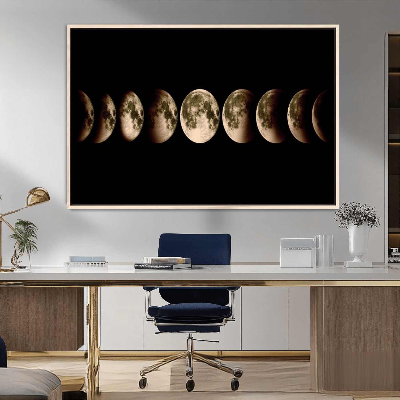 MGV-FC-36X24 - Phases of the Moon Wall Art | Canvas Print for Modern Wall Decor | Ready to Hang and Framed