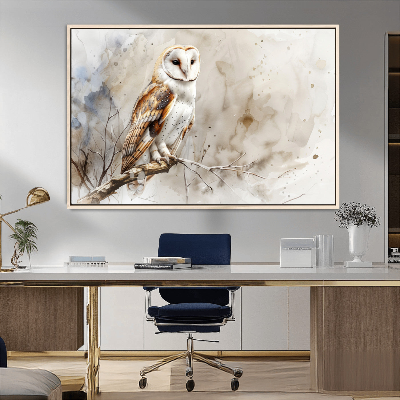 MGV-FC-36X24 - Barn Owl Wall Art | Watercolor Canvas Print | Perfect for Farmhouse Wall Decor | Ready to Hang