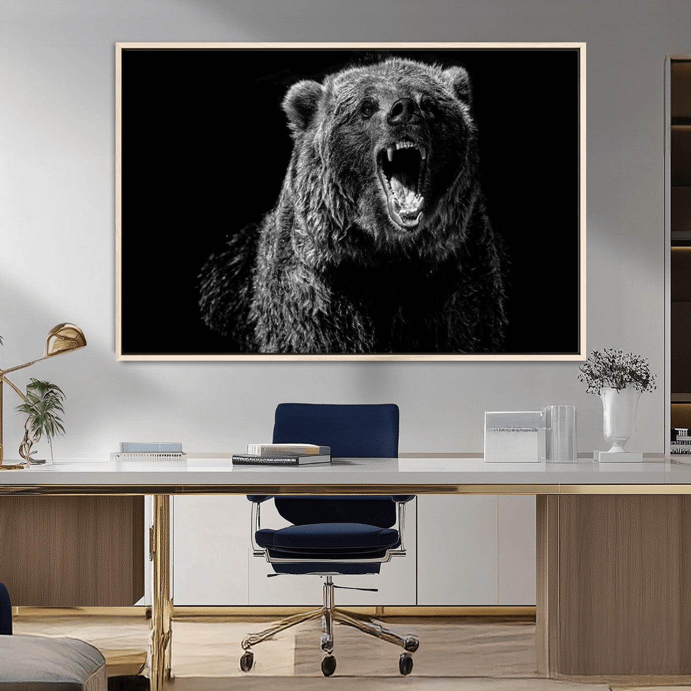 MGV-FC-36X24 - Bear Canvas Print | Wildlife Wall Art for Cabin Decor | Ready to Hang Framed