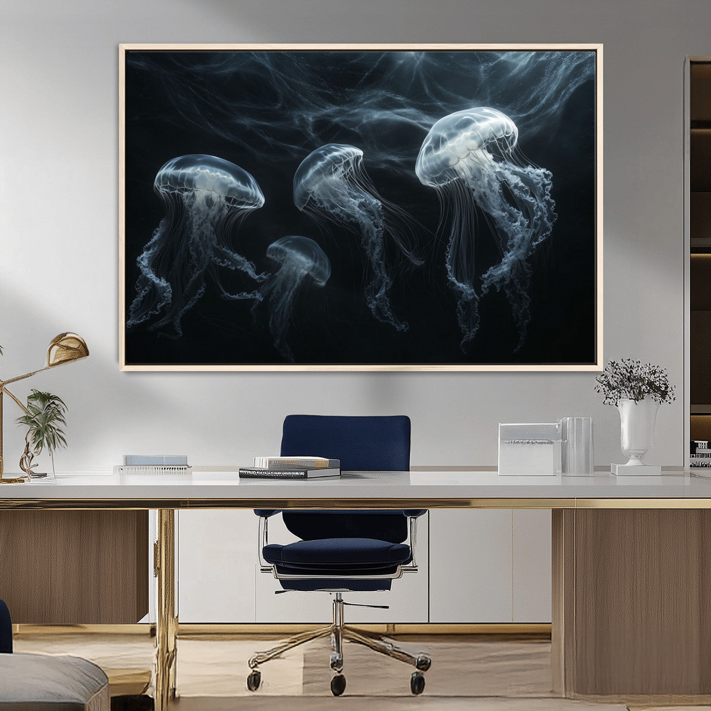 MGV-FC-36X24 - Jellyfish Wall Art Canvas Print, Elegant Wall Decor