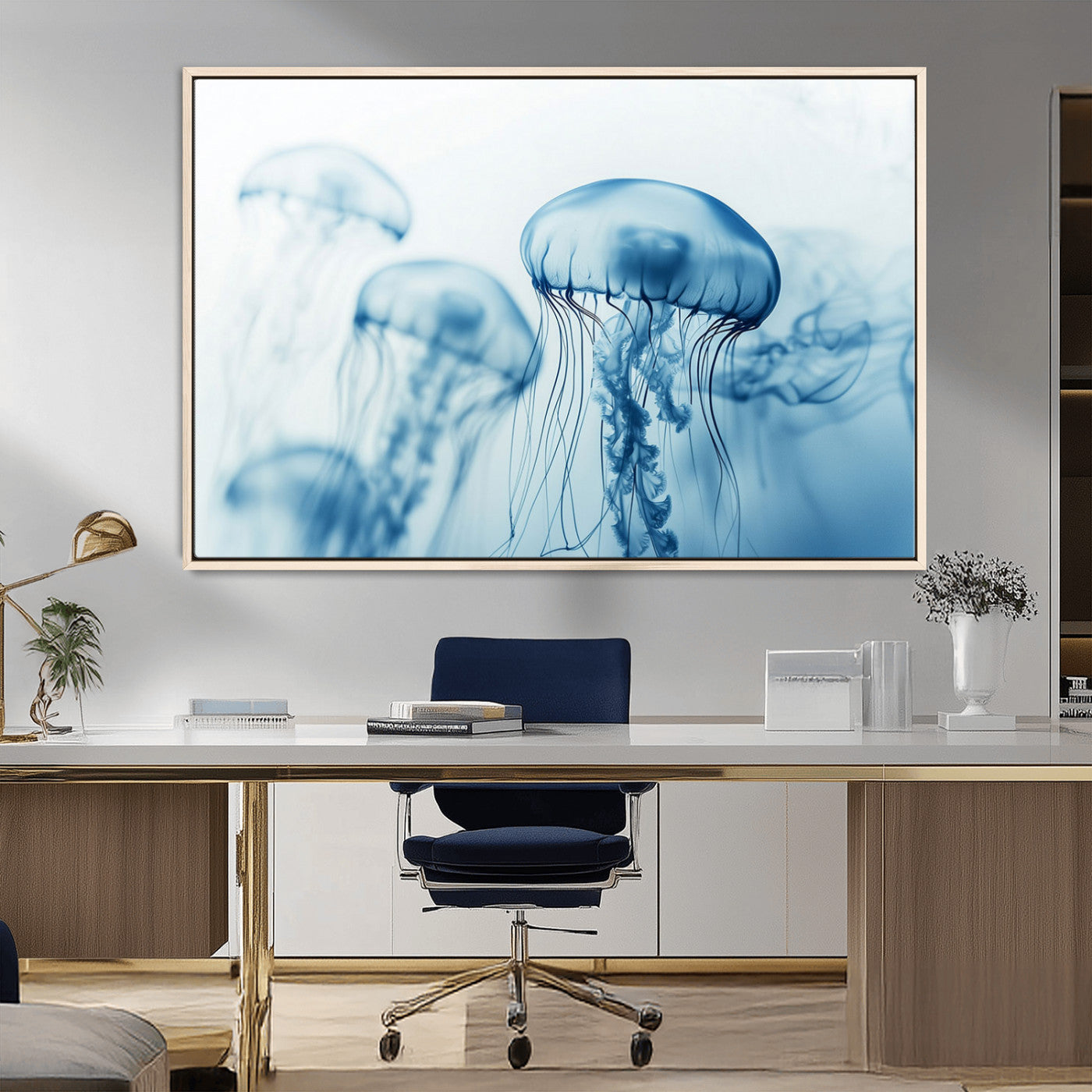 MGV-FC-36X24 - Blue Jellyfish Wall Art Canvas Print