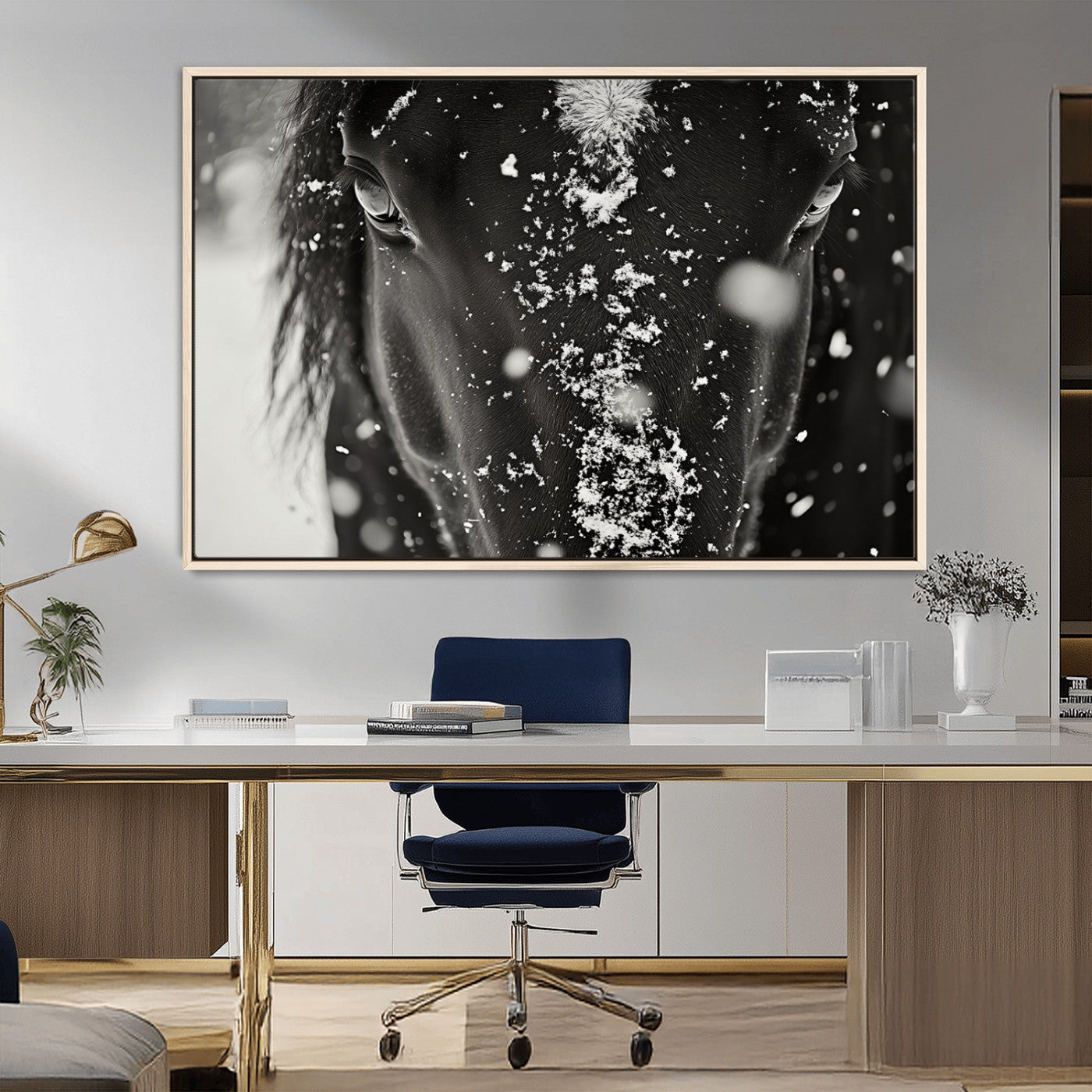 MGV-FC-36X24 - Winter Horse Snow Wall Art Canvas Print