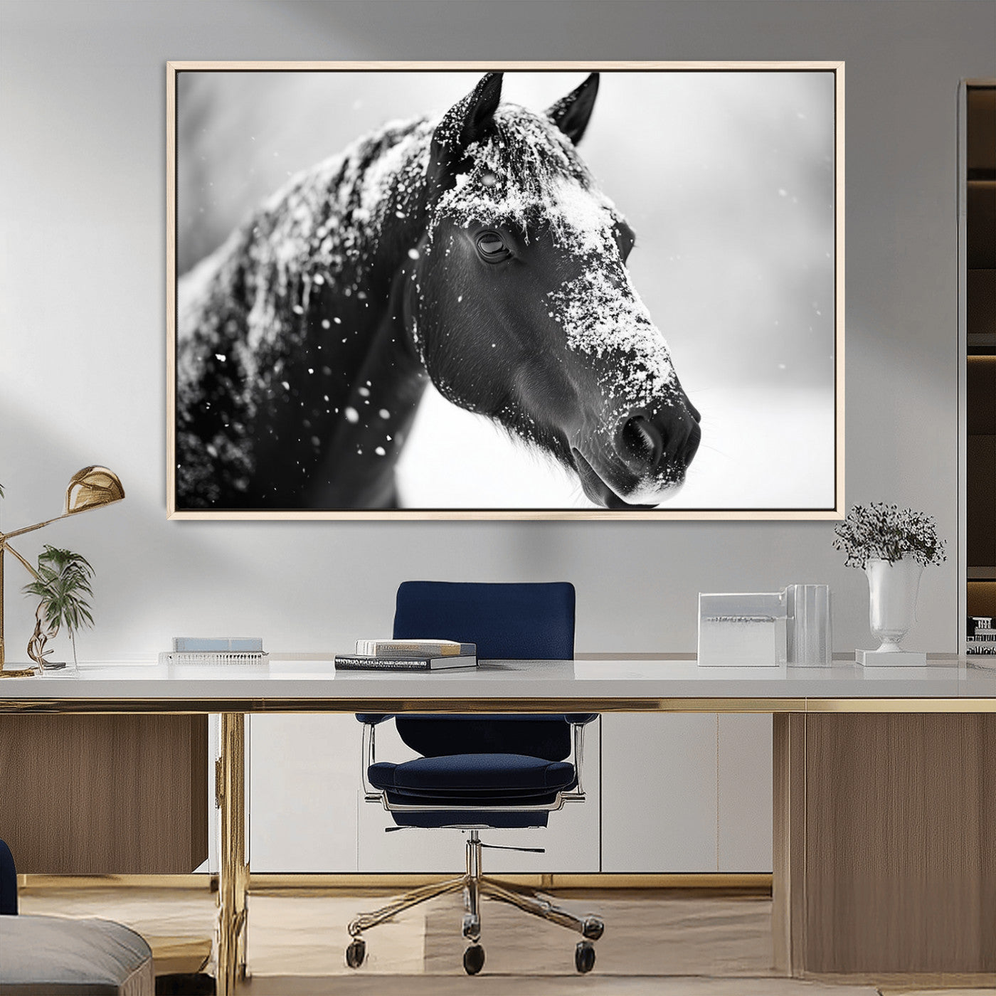 MGV-FC-36X24 - Horse Canvas Print - Winter Horse Snow Wall Art Canvas Print