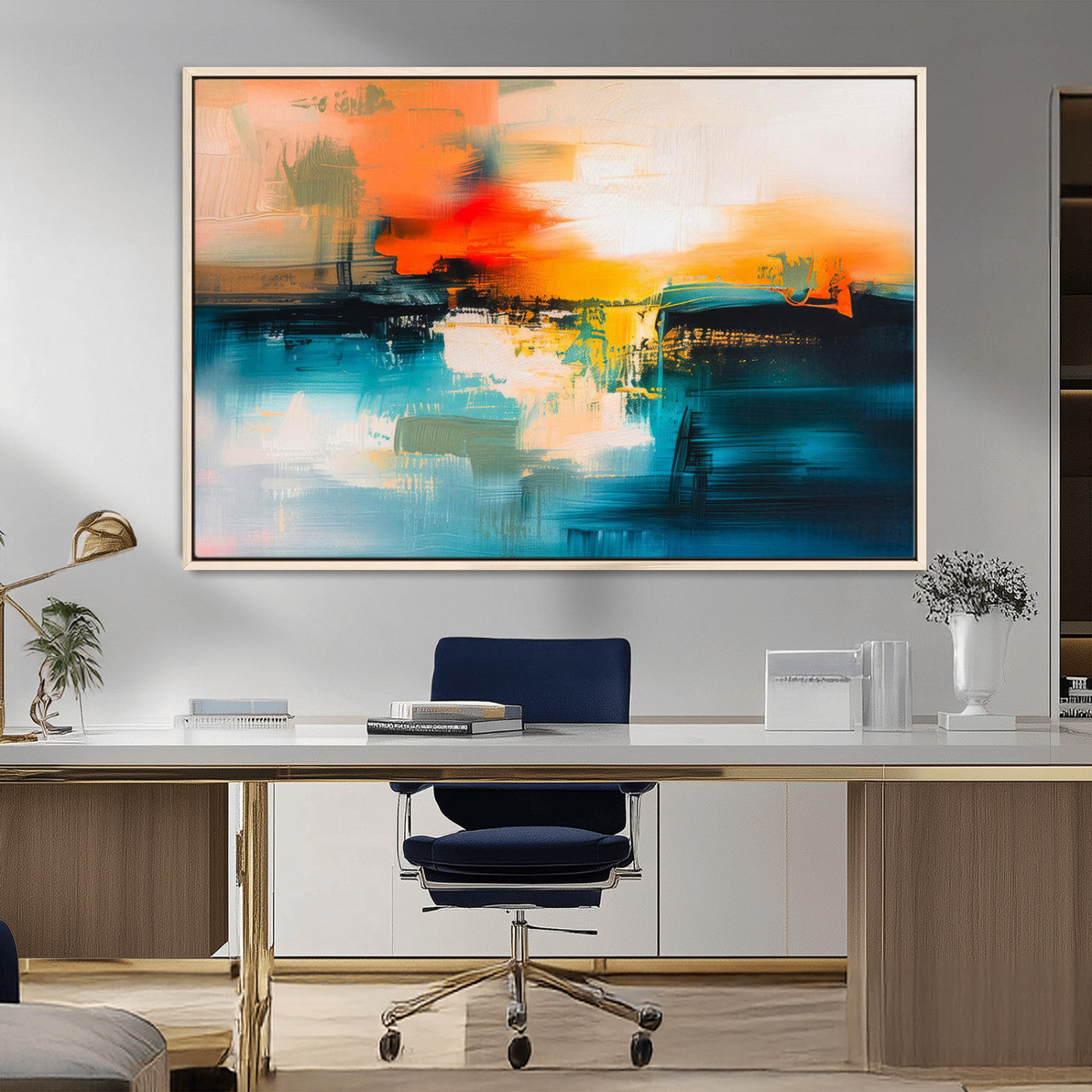 MGV-FC-36X24 - Colorful Abstract Wall Art | Bold Modern Canvas Print | Ready to Hang and Framed for Living Room or