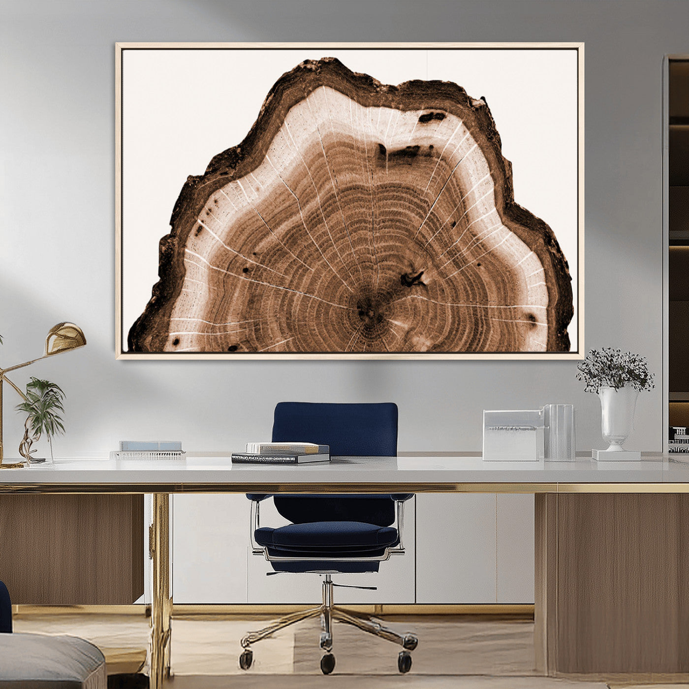 45195-MGV-FC-36X24_Natural-Rustic Wood Rings Wall Art | Nature-Inspired Tree Ring Canvas Print | Ready to Hang and Framed for