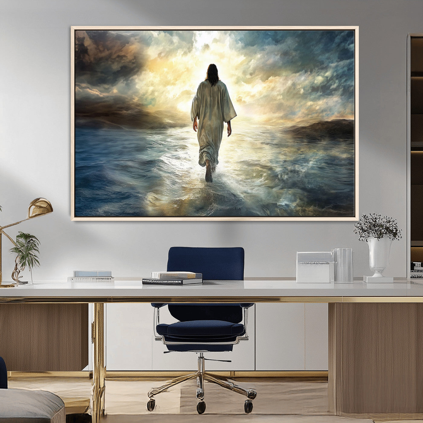 MGV-FC-36X24 - Jesus Walking on Water Wall Art | Canvas Print | Ready to Hang | Christian Home Decor | Spiritual