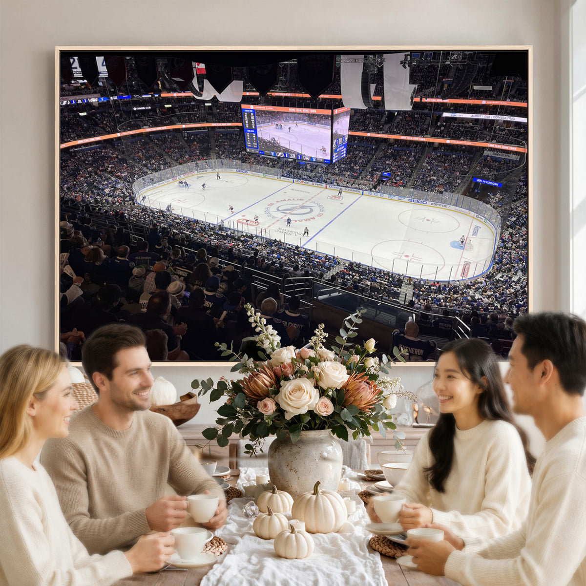 51641-MGV-CV-36X24 - Amalie Arena Florida Wall Art Canvas Print, NHL Hockey, Framed and Ready to Hang