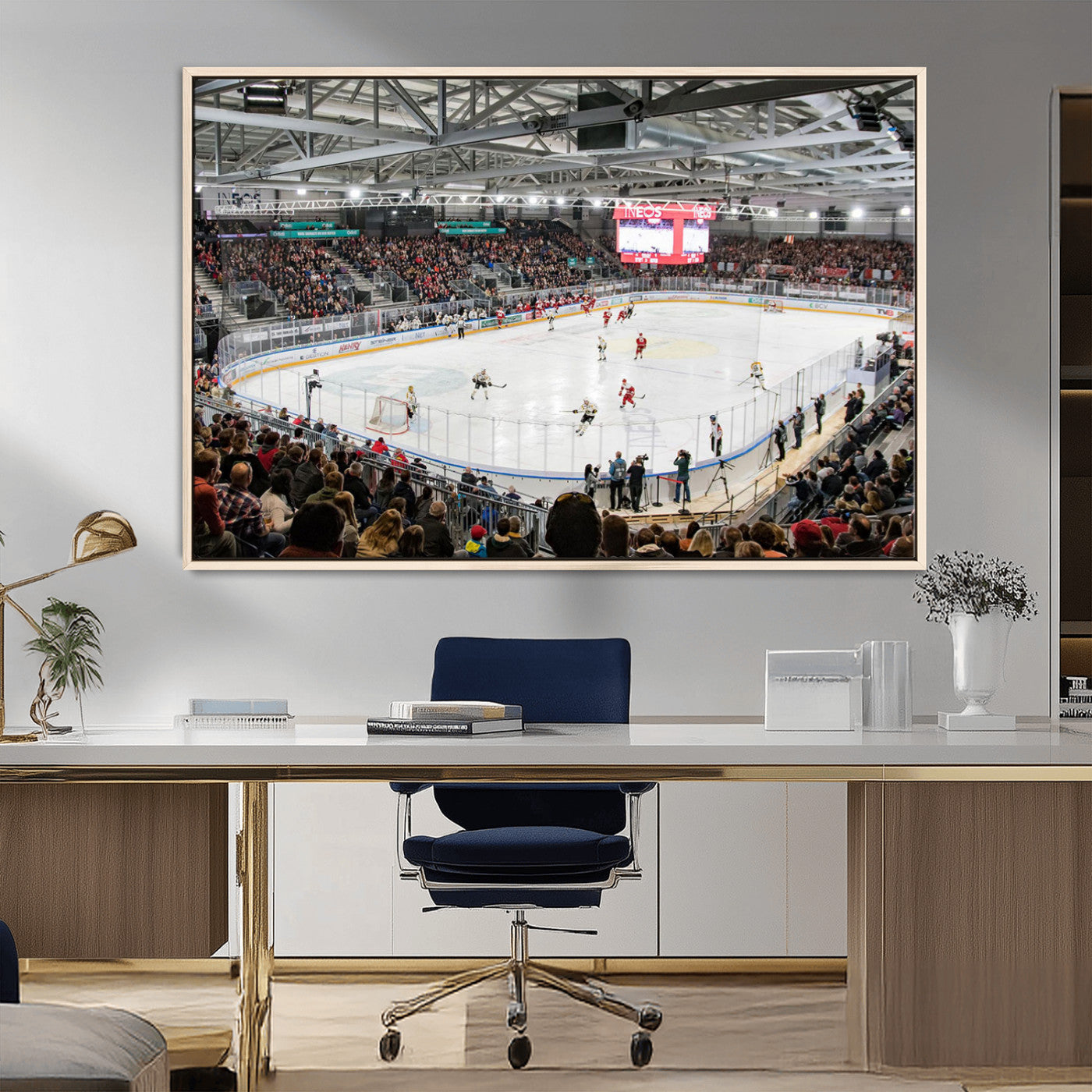 MGV-FC-36X24 - Lausanne Arena Ice Hockey Stadium Wall Art Canvas Print, Framed Lausanne Arena Ice Hockey Canvas