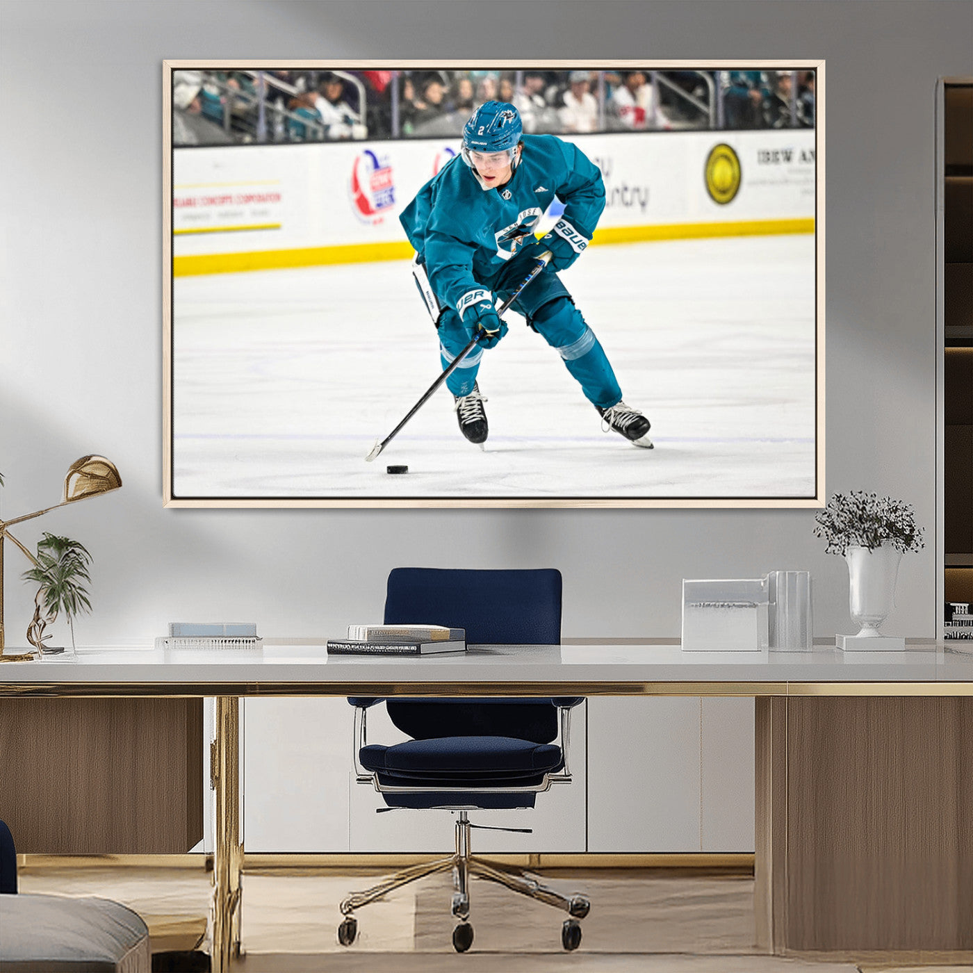 MGV-FC-36X24 - San Jose Sharks Ice Hockey Player Wall Art Canvas Print