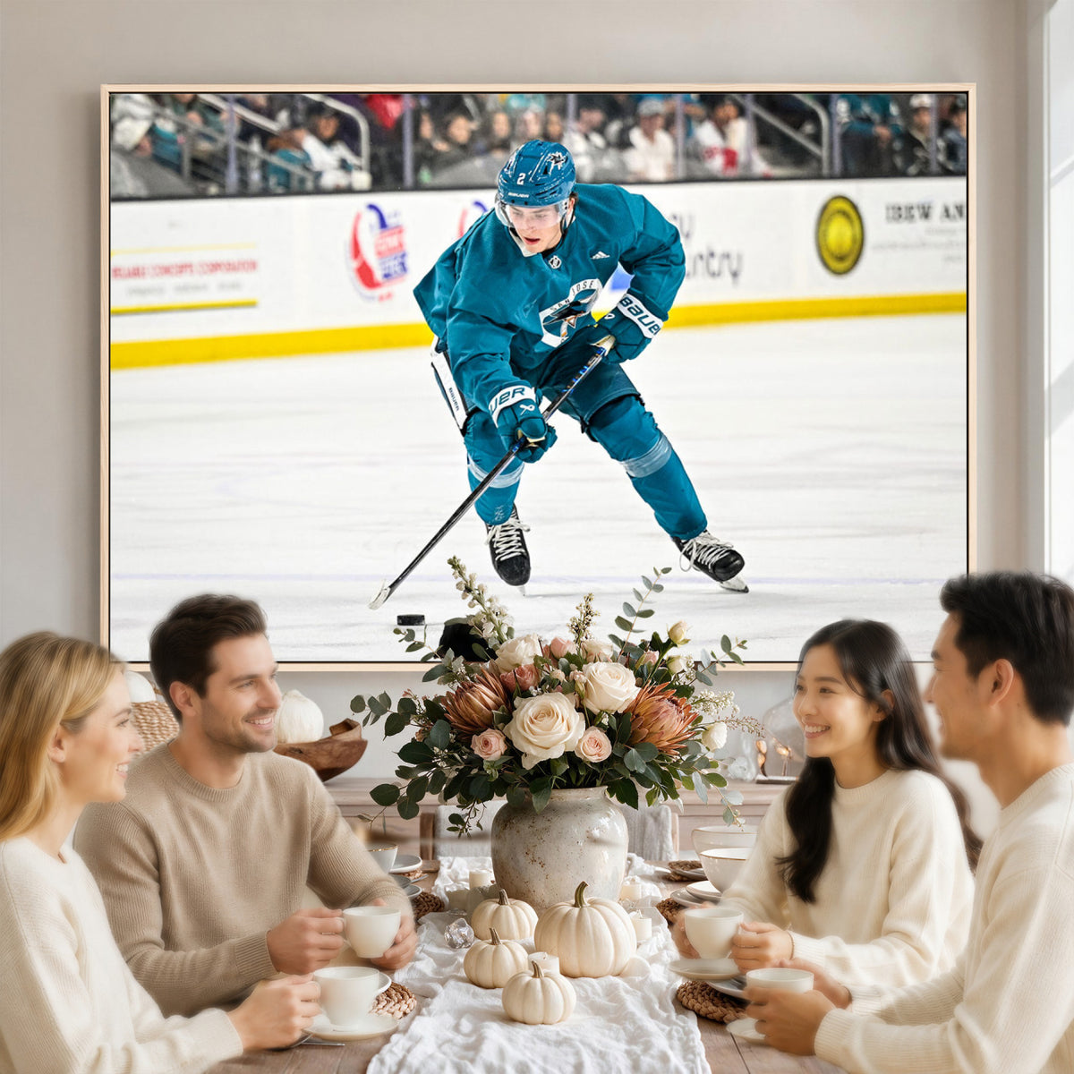 69179-MGV-CV-36X24 - San Jose Sharks Ice Hockey Player Wall Art Canvas Print