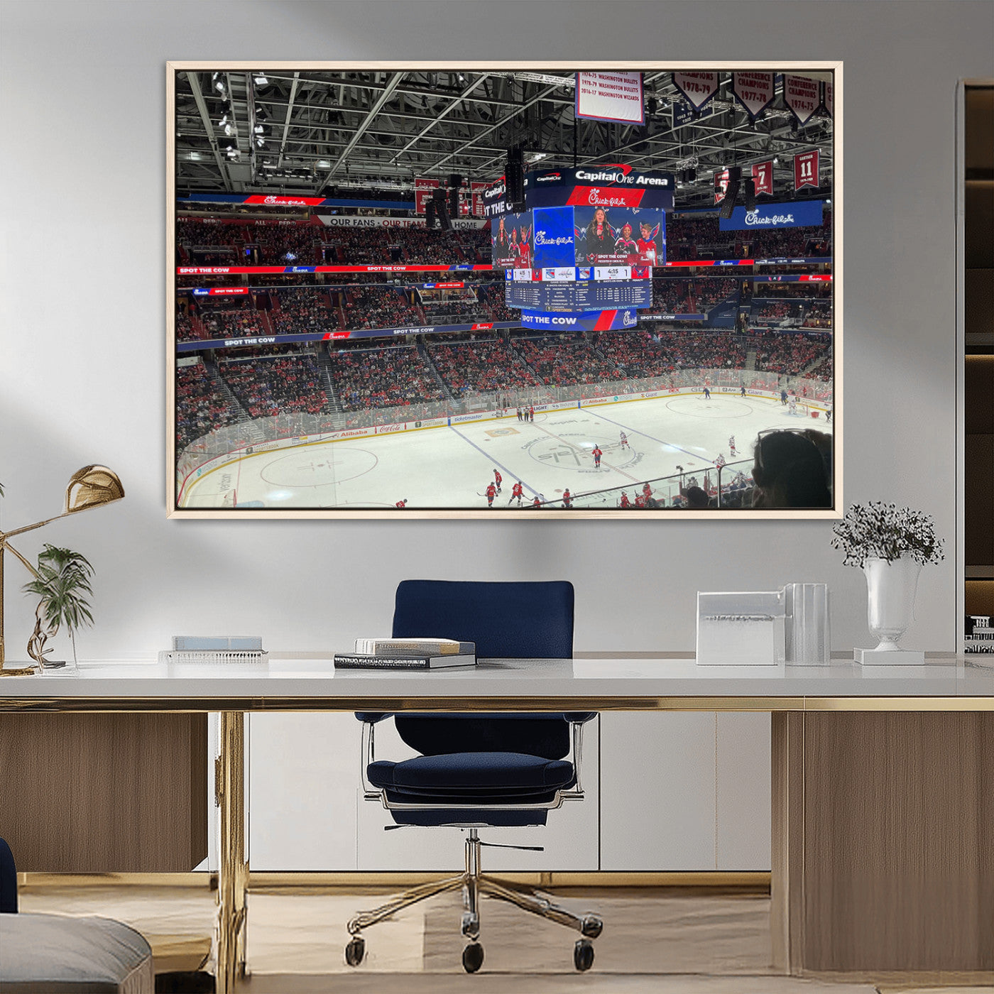 MGV-FC-36X24 - Washington Capitols New York Rangers Ice Hockey Game Stadium Wall Art Canvas Print