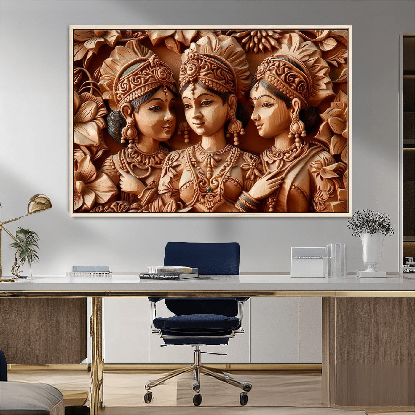 MGV-FC-36X24 - Indian Woman Statue Wall Art Canvas Print