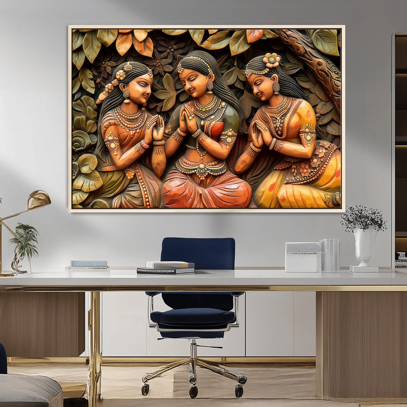 MGV-FC-36X24 - Indian Woman Statue Wall Art Canvas Print