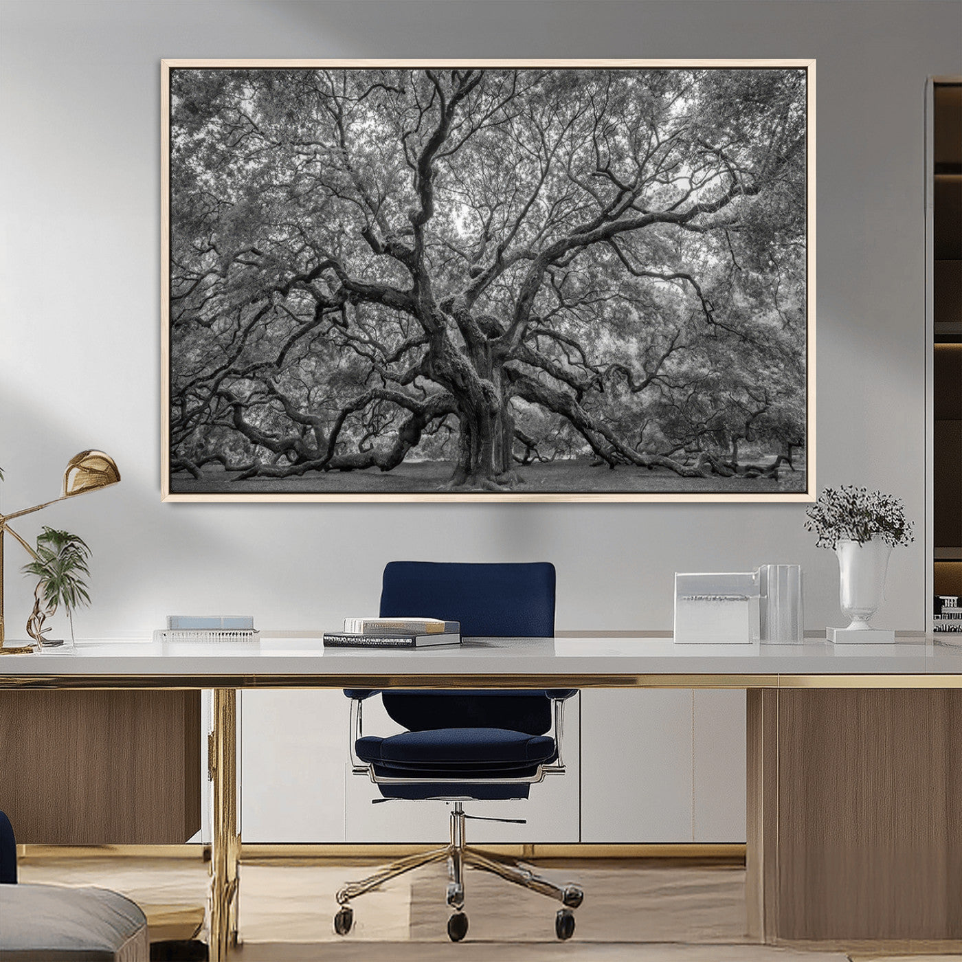 97240-MGV-FC-36X24_Natural-Majestic Angel Oak Tree Black and White Canvas Print – Multi Panel Wall Art, Giclée Print, Ready to