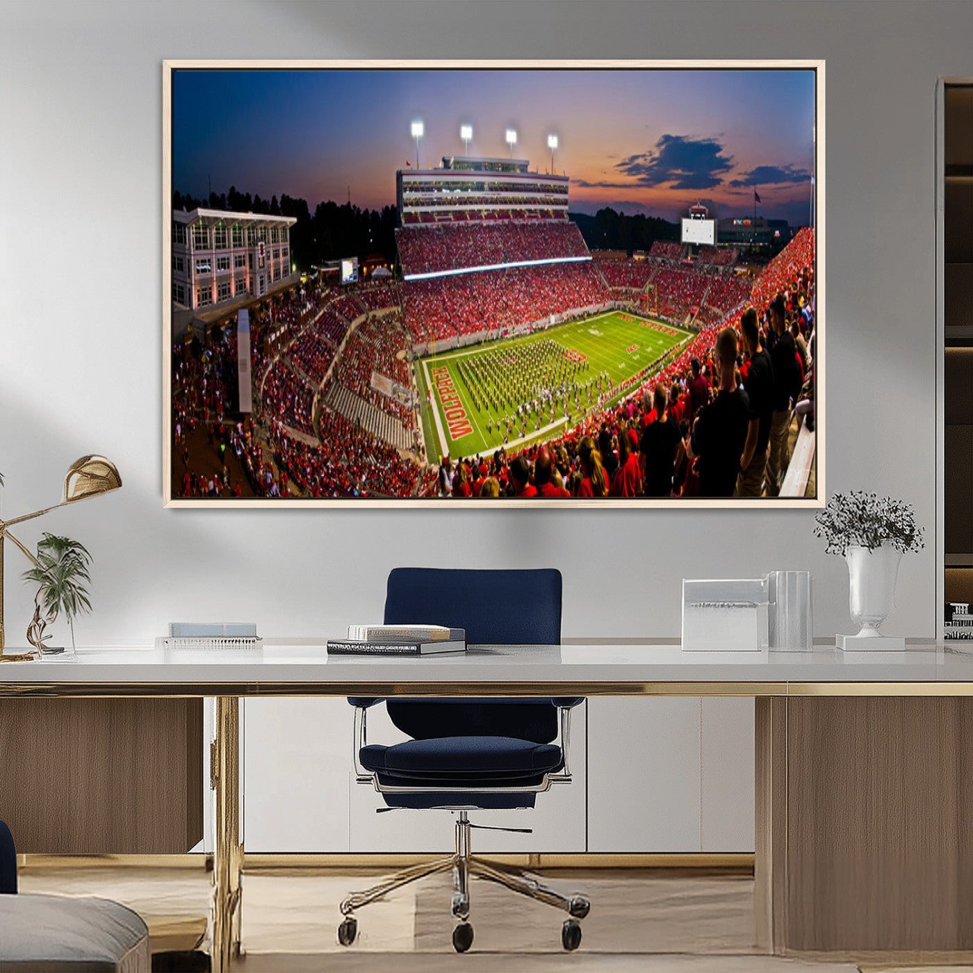 MGV-FC-36X24 - NC State Wolfpack Football Team Print - Raleigh Carter-Finley Stadium Wall Art Canvas Print