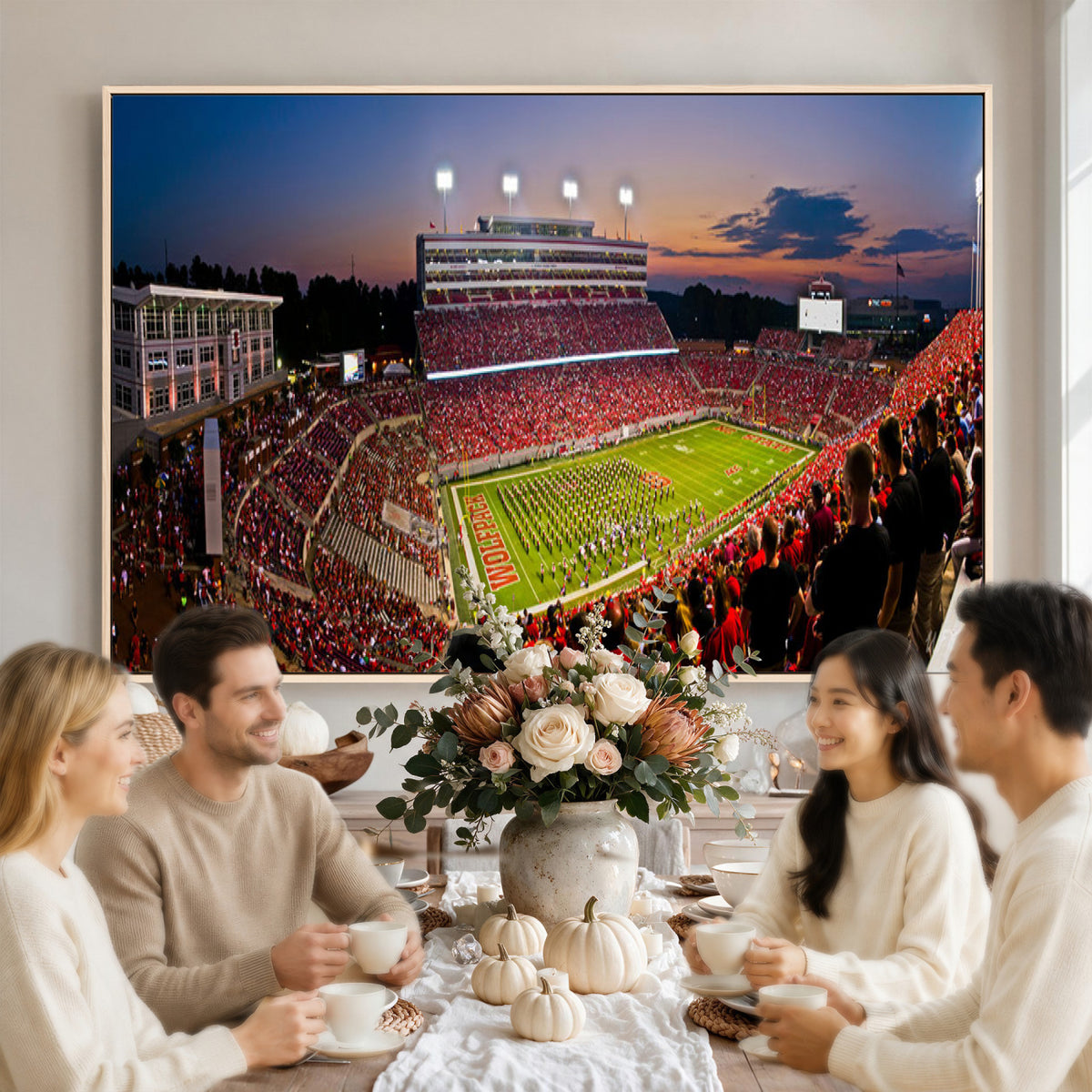 87655-MGV-CV-36X24 - NC State Wolfpack Football Team Print - Raleigh Carter-Finley Stadium Wall Art Canvas Print