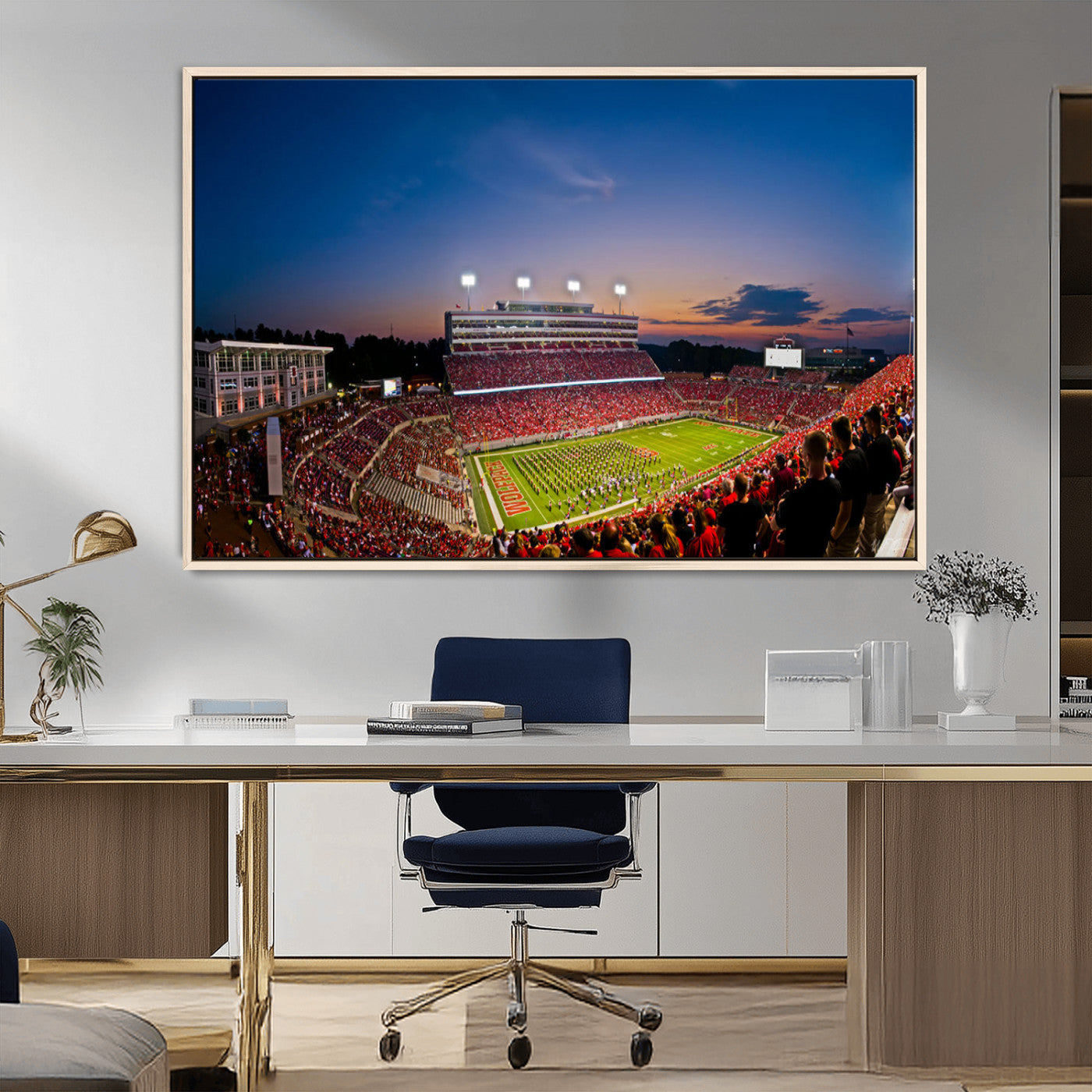 MGV-FC-36X24 - NC State Wolfpack Football Team Print - Raleigh Carter-Finley Stadium Wall Art Canvas Print