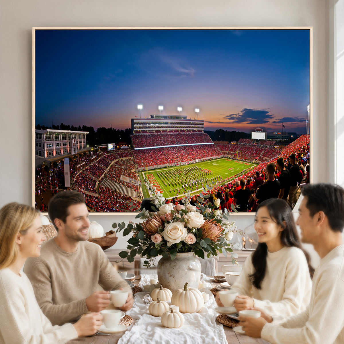 33313-MGV-CV-36X24 - NC State Wolfpack Football Team Print - Raleigh Carter-Finley Stadium Wall Art Canvas Print