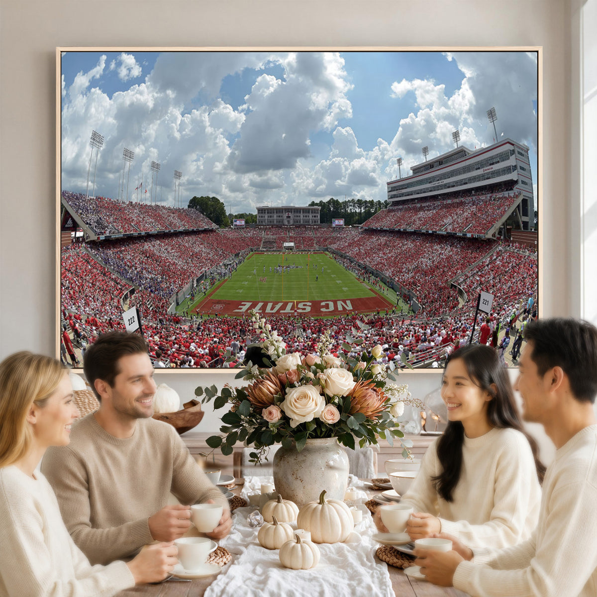 30640-MGV-CV-36X24 - NC State Wolfpack Football Team Print Canvas- Raleigh Carter-Finley Stadium Wall Art Canvas Print