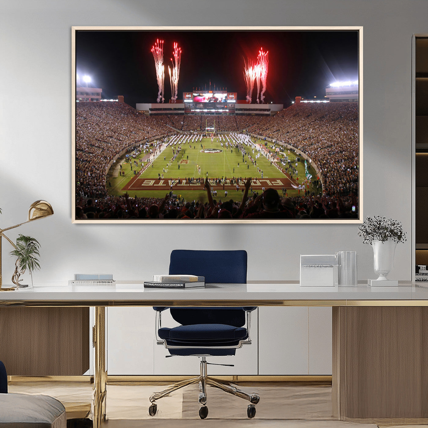 MGV-FC-36X24 - Framed Florida State Seminoles Football Team Print - Tallahassee Doak Campbell Stadium Wall Art