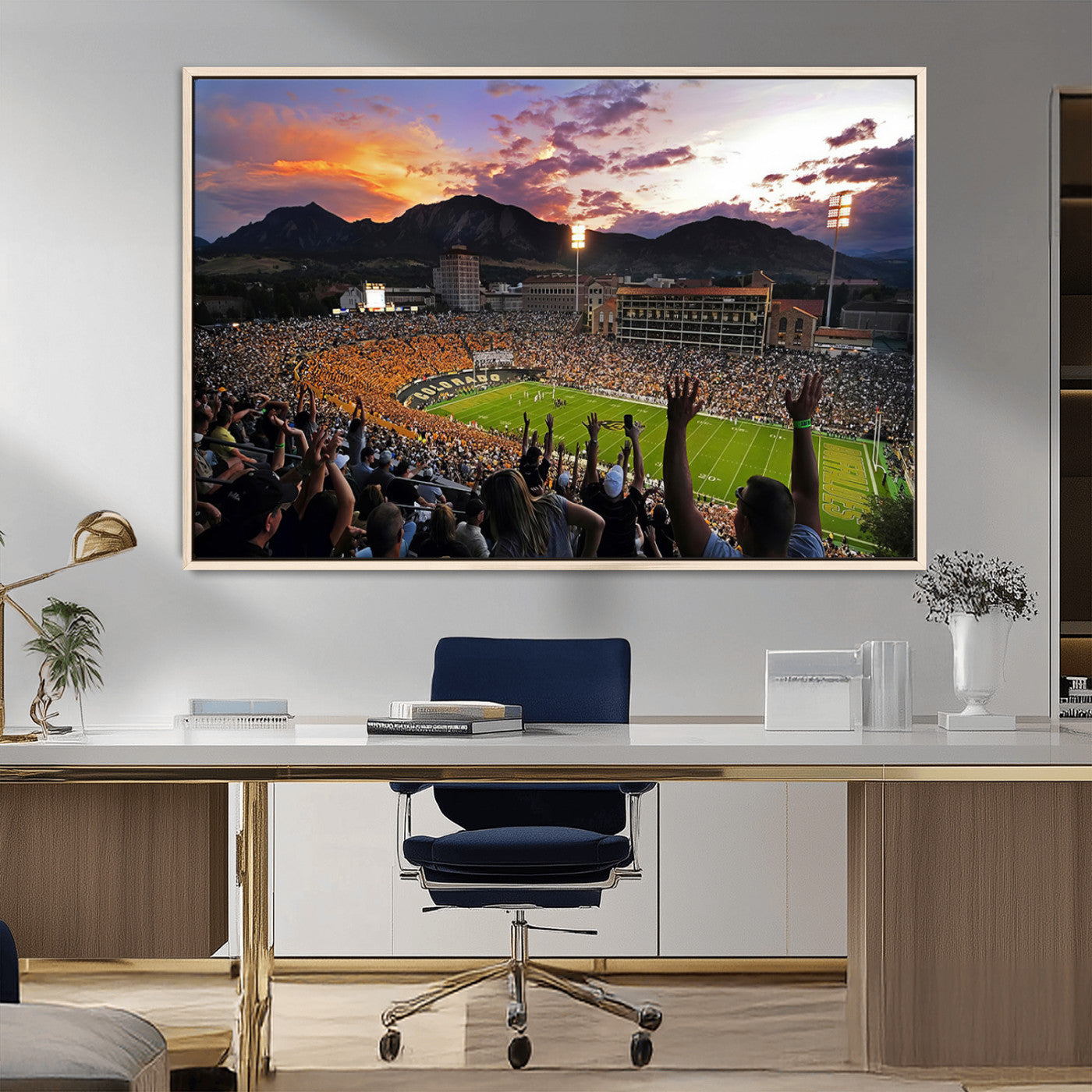 MGV-FC-36X24 - Framed Colorado Buffaloes Football Team Print - Boulder Folsom Field Stadium Wall Art Canvas Print