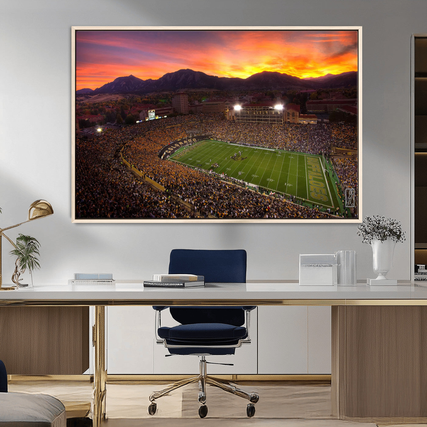MGV-FC-36X24 - Colorado Buffaloes Football Team Print - Boulder Folsom Field Stadium Wall Art Canvas Print
