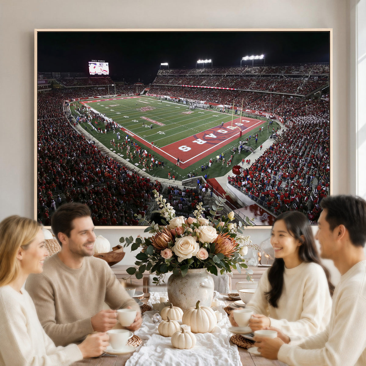 94207-MGV-CV-36X24 - Houston Cougars Football Team Print - Houston TDECU Stadium Wall Art Canvas Print