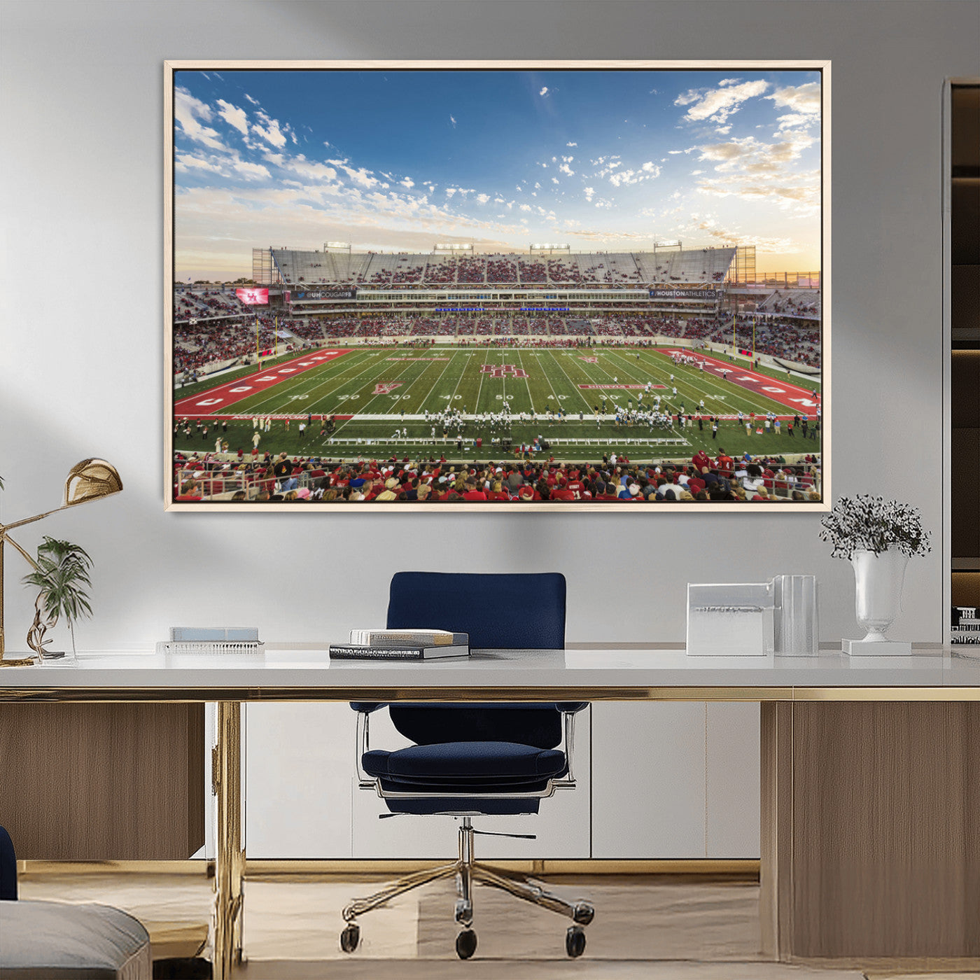 MGV-FC-36X24 - Framed Houston Cougars Football Team Print - Houston TDECU Stadium Wall Art Canvas Print