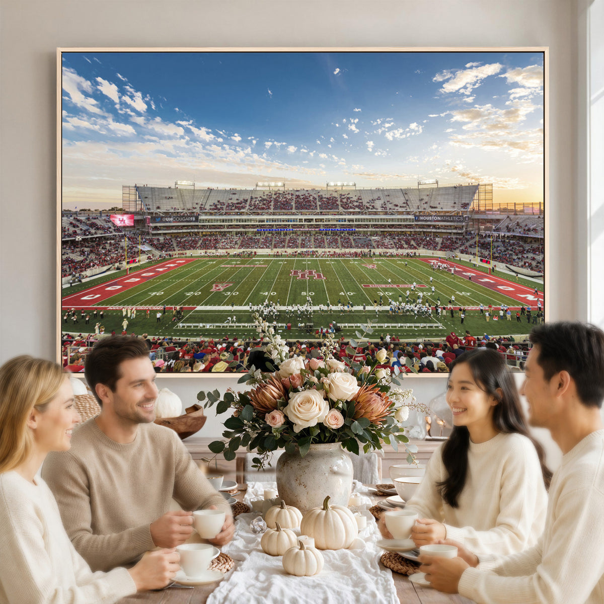 36612-MGV-CV-36X24 - Framed Houston Cougars Football Team Print - Houston TDECU Stadium Wall Art Canvas Print