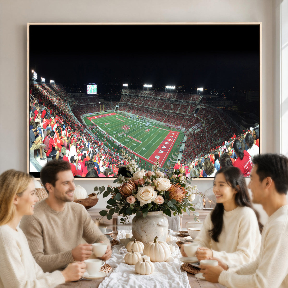67036-MGV-CV-36X24 - Houston Cougars Football Team Print - Houston TDECU Stadium Wall Art Canvas Print
