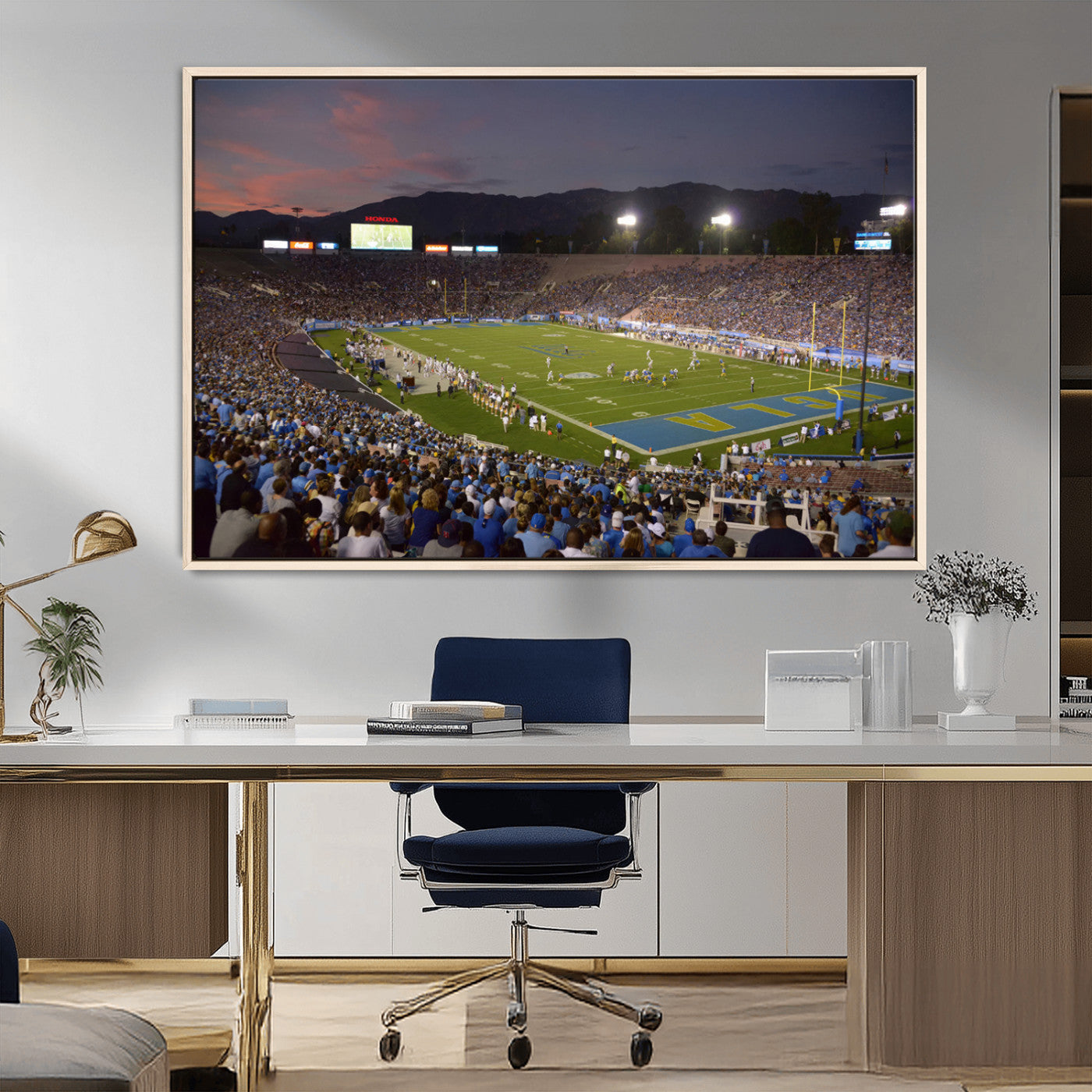 MGV-FC-36X24 - UCLA Bruins Football Team Print - Pasadena Rose Bowl Stadium Wall Art Canvas Print