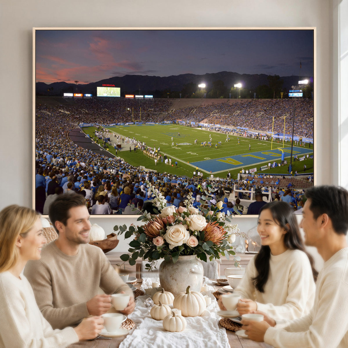 90359-MGV-CV-36X24 - UCLA Bruins Football Team Print - Pasadena Rose Bowl Stadium Wall Art Canvas Print