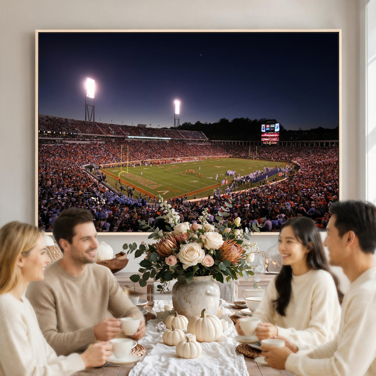 69378-MGV-CV-36X24 - Virginia Cavaliers Football Team Print - Charlottesville Scott Stadium Canvas Print Wall Art