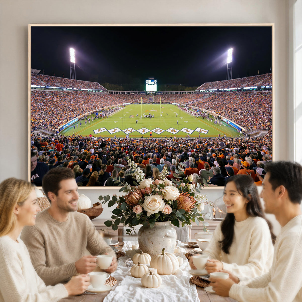 98441-MGV-CV-36X24 - Virginia Cavaliers Football Team Print - Charlottesville Scott Stadium Wall Art Canvas Print