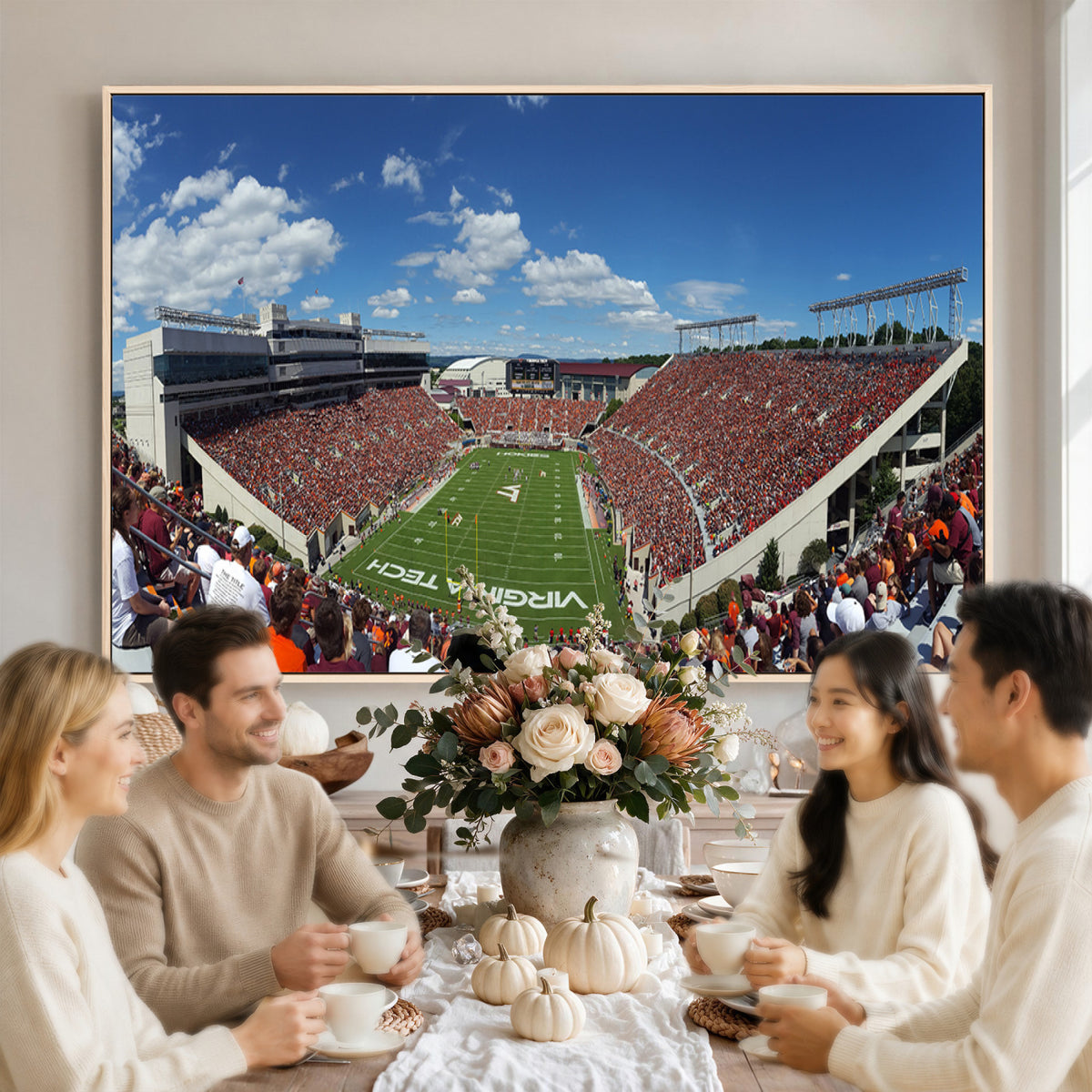 87769-MGV-CV-36X24 - Virginia Tech Hokies Football Team Print - Blacksburg Lane Stadium Wall Art Canvas Print