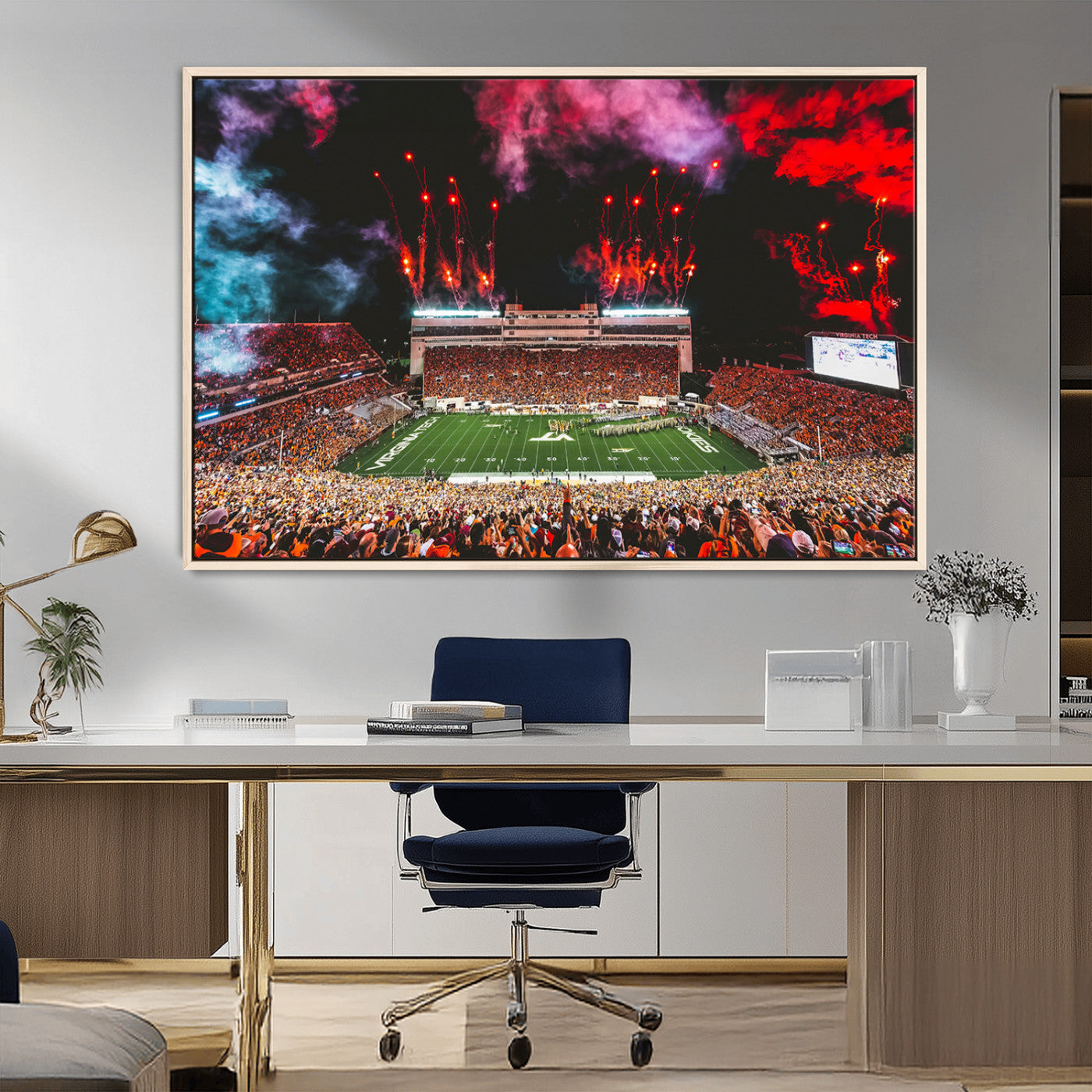 MGV-FC-36X24 - Virginia Tech Hokies Football Team Print - Blacksburg Lane Stadium Wall Art Canvas Print