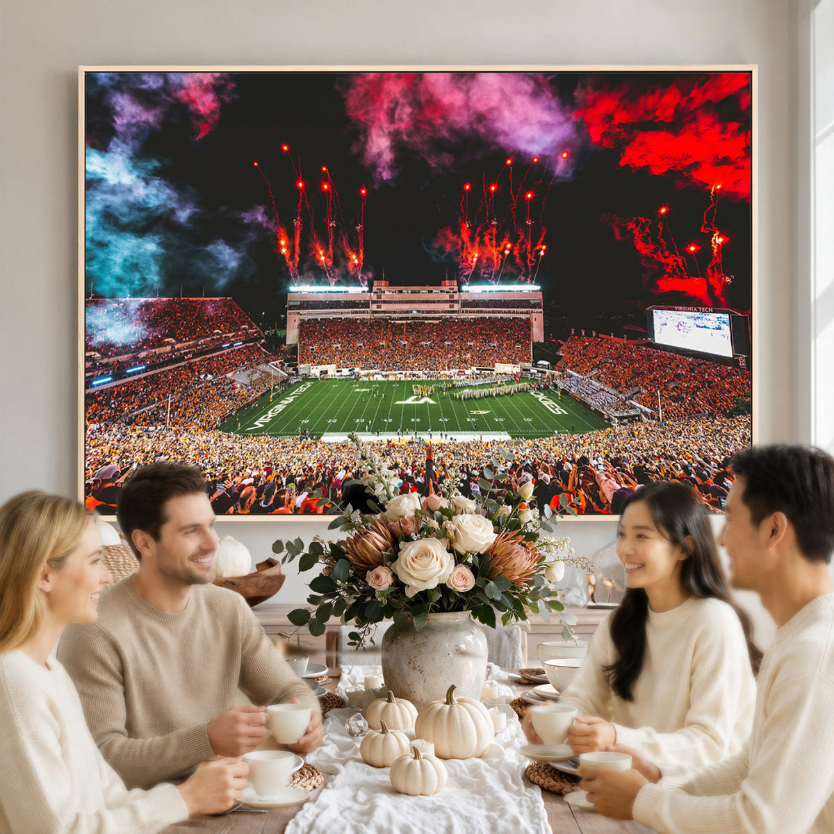 65761-MGV-CV-36X24 - Virginia Tech Hokies Football Team Print - Blacksburg Lane Stadium Wall Art Canvas Print