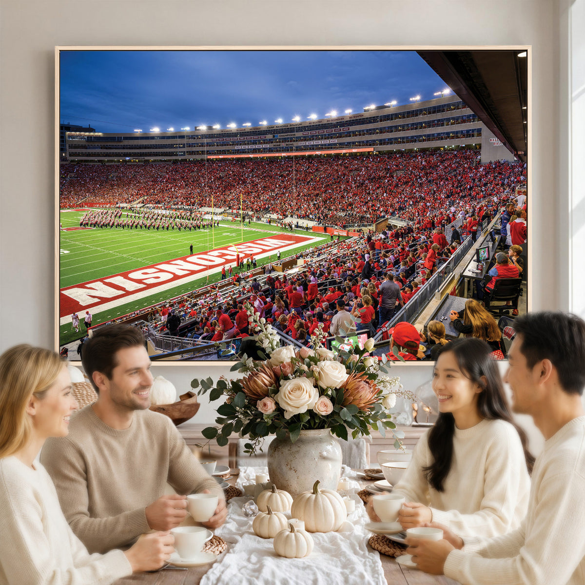 57601-MGV-CV-36X24 - Wisconsin Badgers Football Team Print - Madison Camp Randall Stadium Wall Art, Wisconsin Badgers