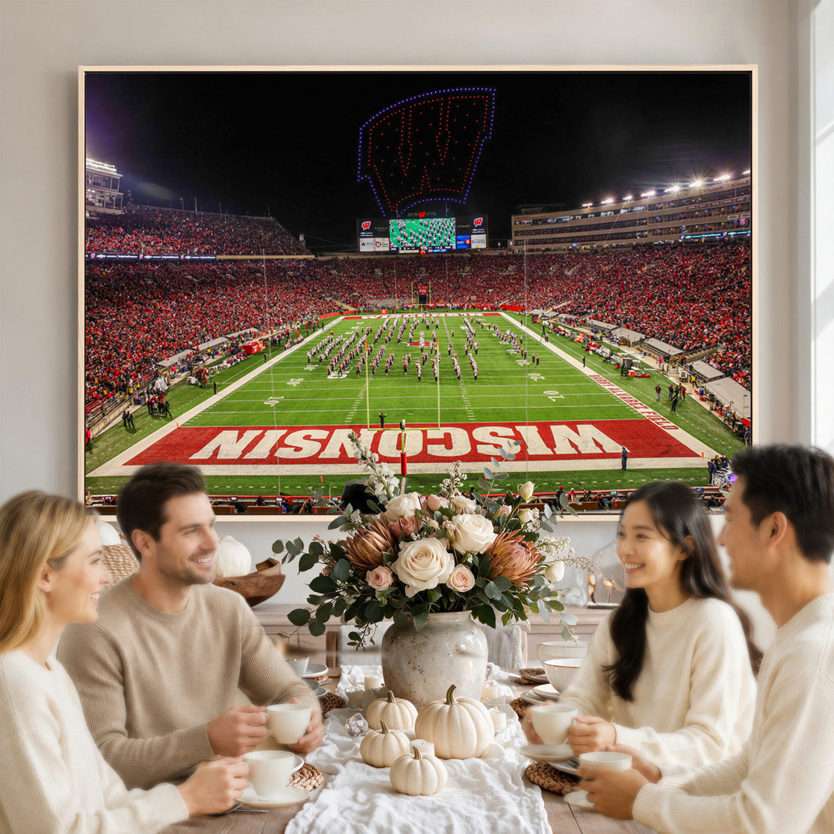 34125-MGV-CV-36X24 - Wisconsin Badgers Football Team Print Canvas- Madison Camp Randall Stadium Wall Art Canvas Print